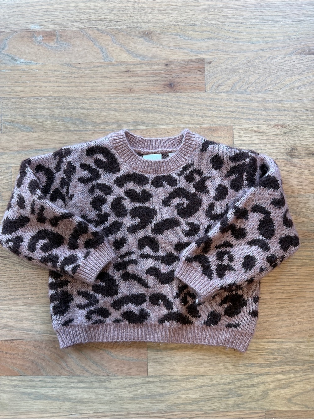 Zara Kids Leopard Print Wool Blend Knit Sweater 2T 92cm
